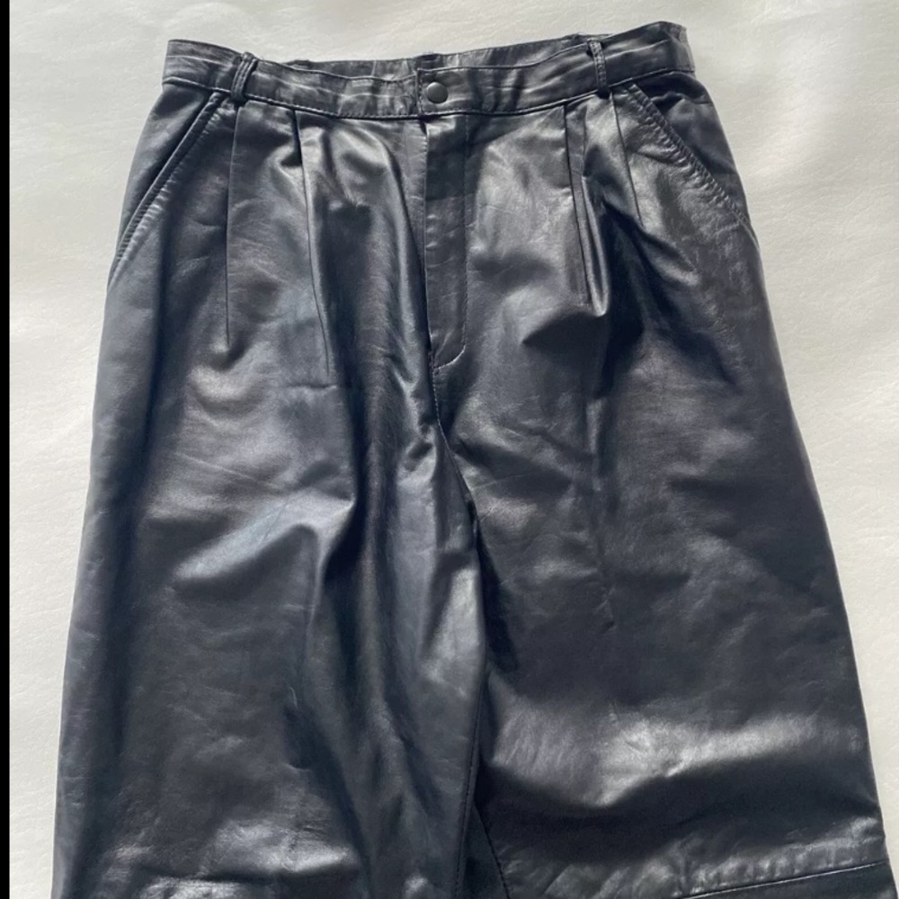 Vintage 80’s Women’s 11/12 Leather‎ Pleated Pants - Picture 3 of 16